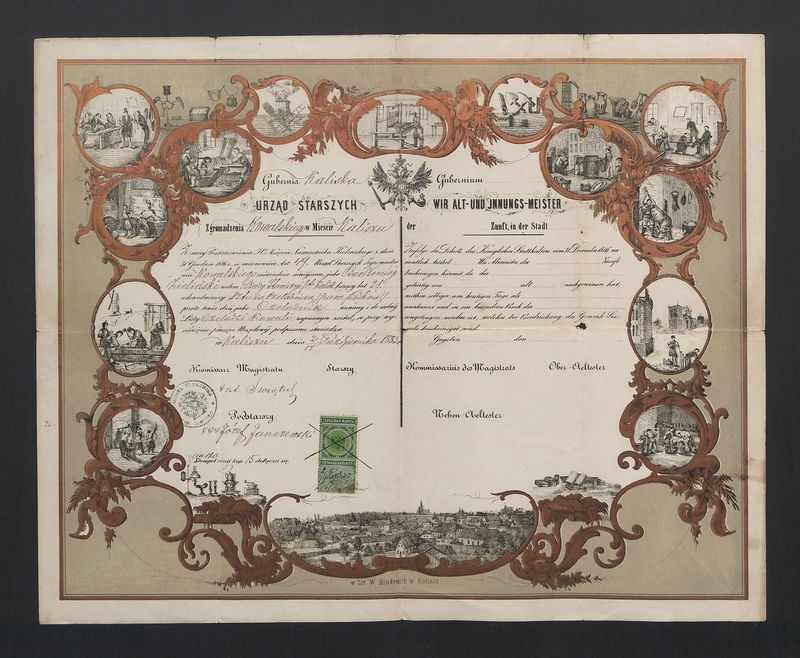 Dyplom Czeladniczy Cechu Kowalskiego w Kaliszu 