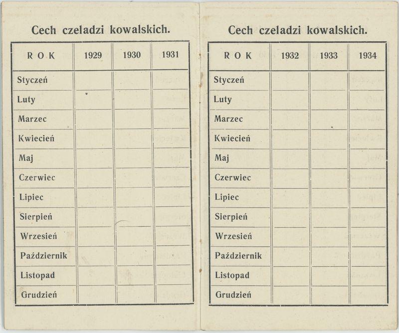 Książeczka składek cechu kowalskiego
