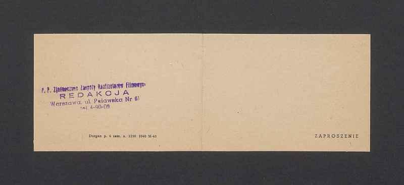 Zaproszenie na premierę filmu "Pieczone gołąbki"