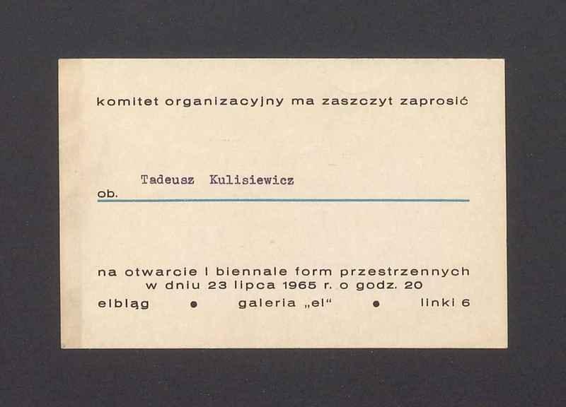 Zaproszenie na otwarcie I Biennale Form Przestrzennych