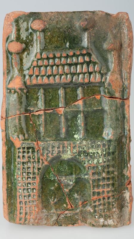 Kafel z herbem województwa poznańskiego i wyobrażeniem zamku