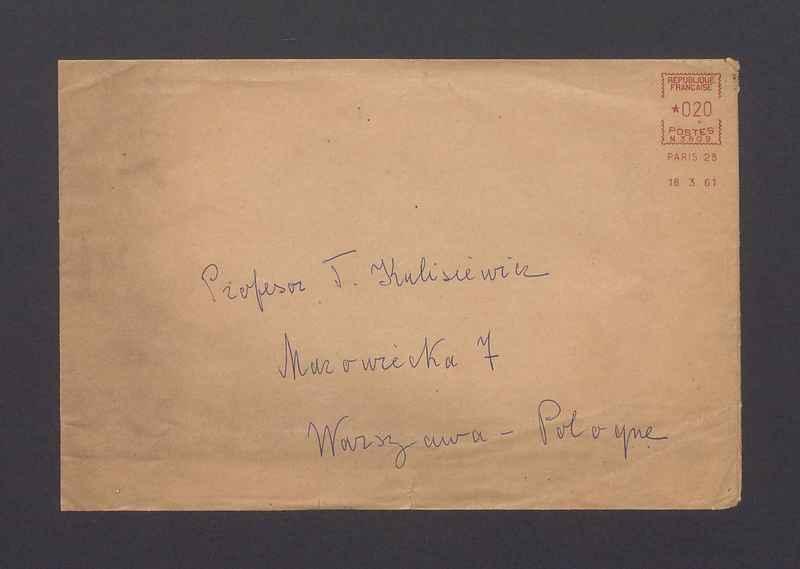 Koperta, adr. Profesor T. Kulisiewicz