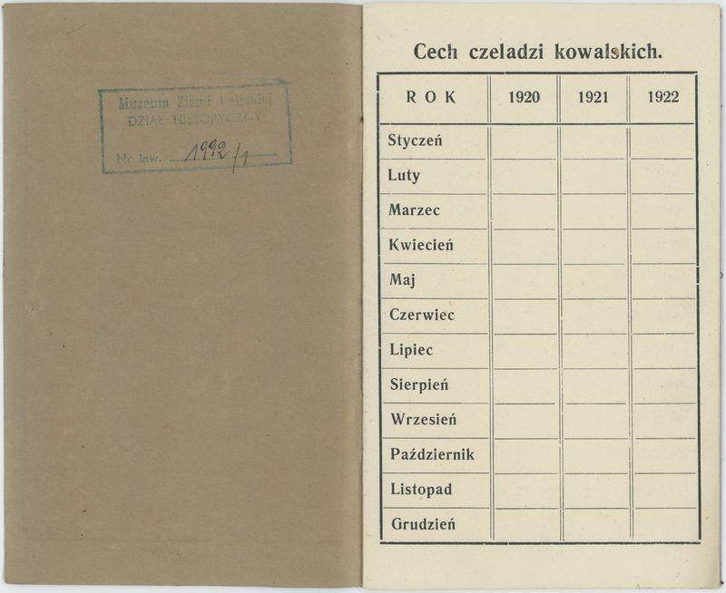 Książeczka składek cechu kowalskiego
