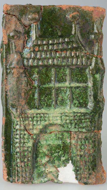 Kafel z herbem województwa poznańskiego i wyobrażeniem zamku