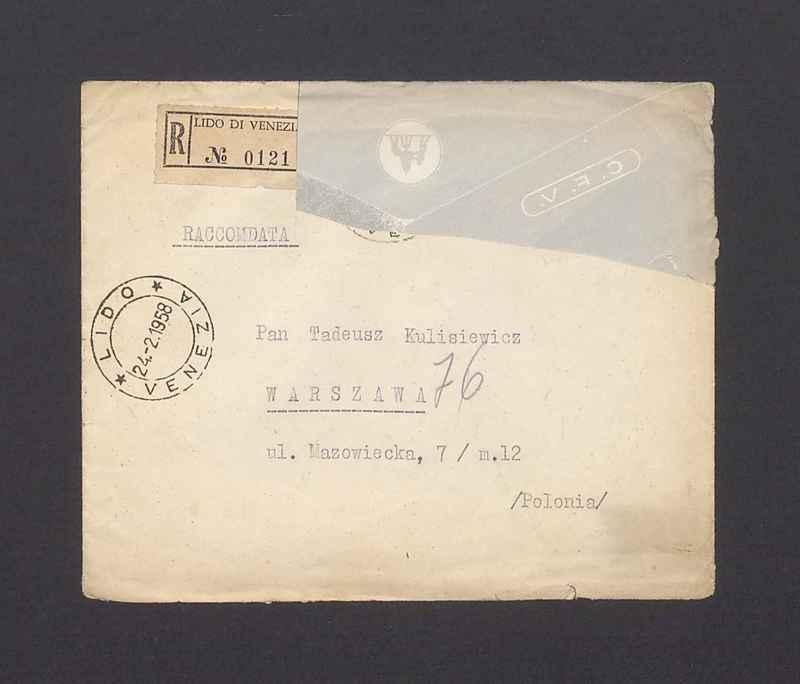 Koperta, adr. Pan Tadeusz Kulisiewicz