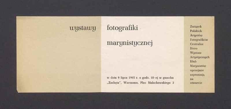 Zaproszenie na otwarcie wystawy fotografiki marynistycznej