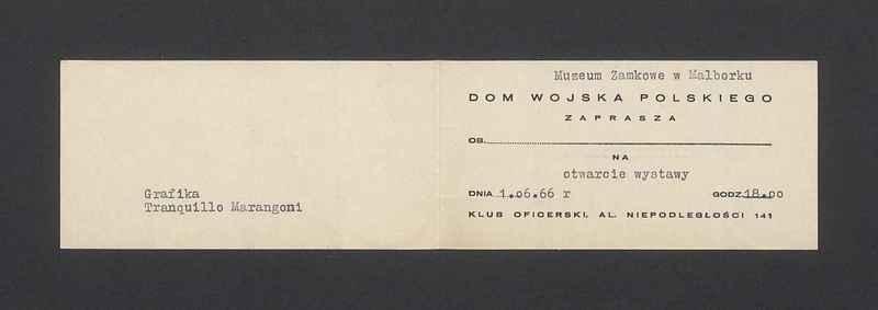 Zaproszenie na otwarcie wystawy w Muzeum Zamkowym w Malborku