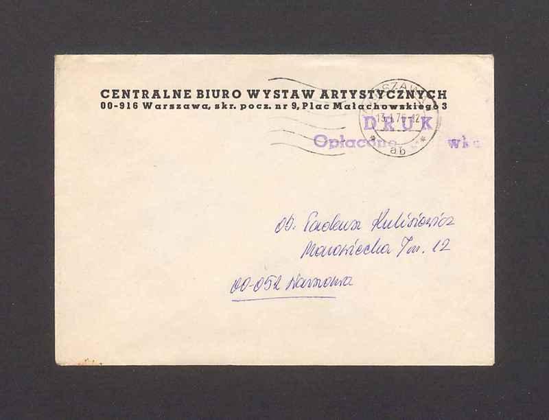 Koperta, nad. Centralne Biuro Wystaw Artystycznych
