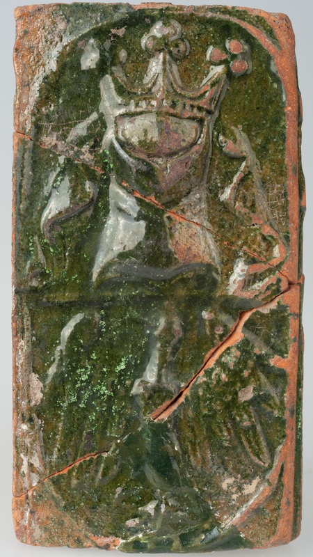 Kafel z herbem województwa poznańskiego i wyobrażeniem zamku