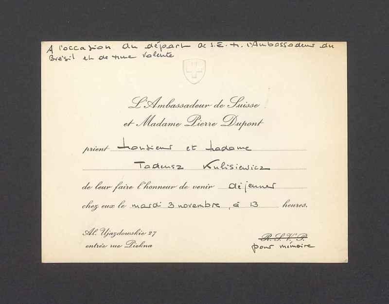 L'Ambassadeur de Suisse et Madame Pierre Dupont