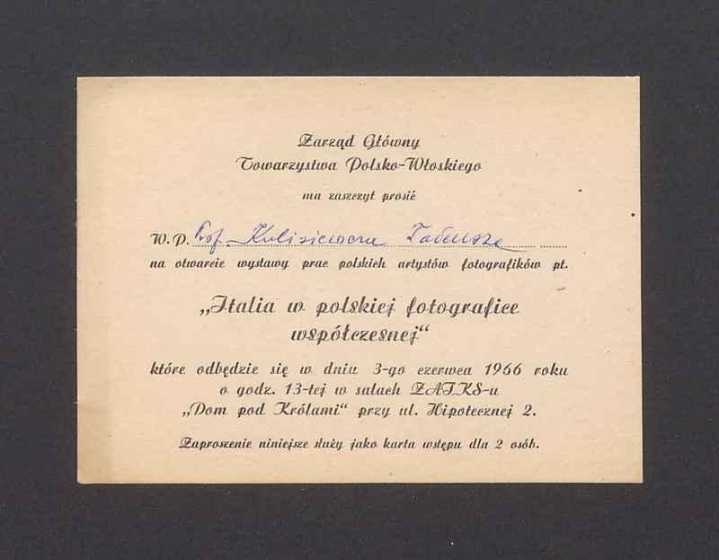 Zaproszenie na otwarcie wystawy "Italia w polskiej fotografice współczesnej"
