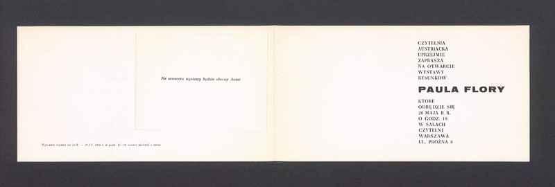 Zaproszenie na otwarcie wystawy rysunków Paula Flory