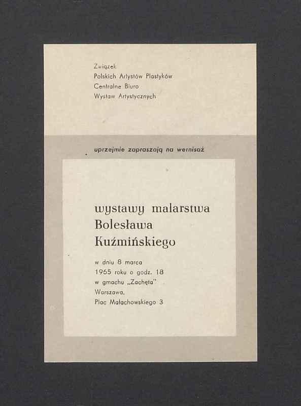 Zaproszenie na wernisaż wystawy malarstwa Bolesława Kuźmińskiego