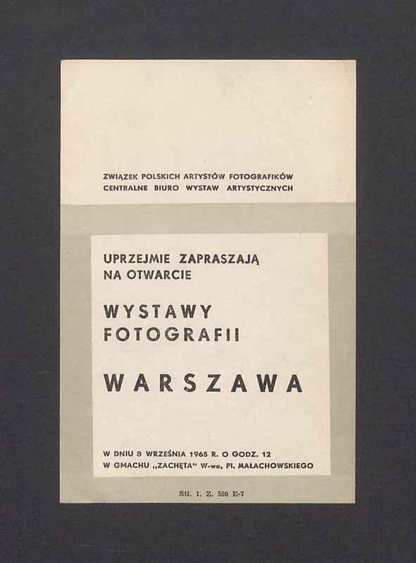 Zaproszenie na otwarcie wystawy fotografii "Warszawa"