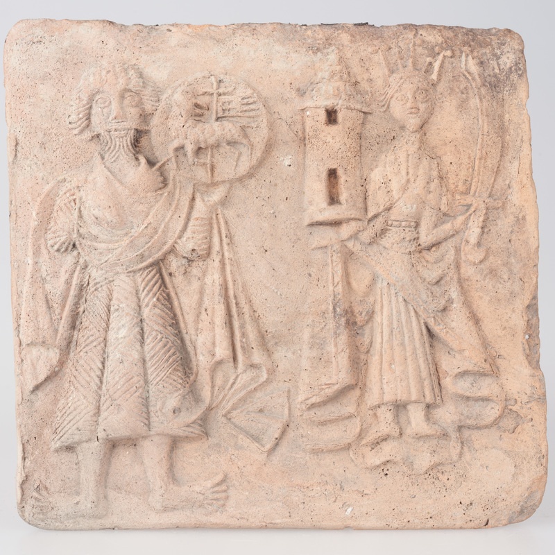 Kafel ze św. Janem Chrzcicielem i św. Barbarą