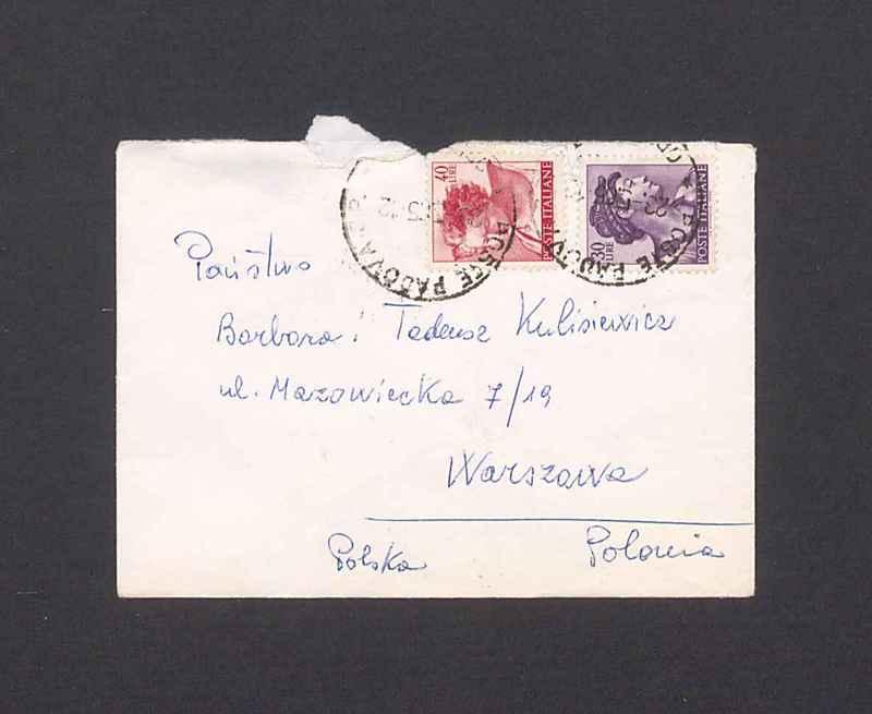 Koperta, adr. Państwo Barbara i Tadeusz Kulisiewicz