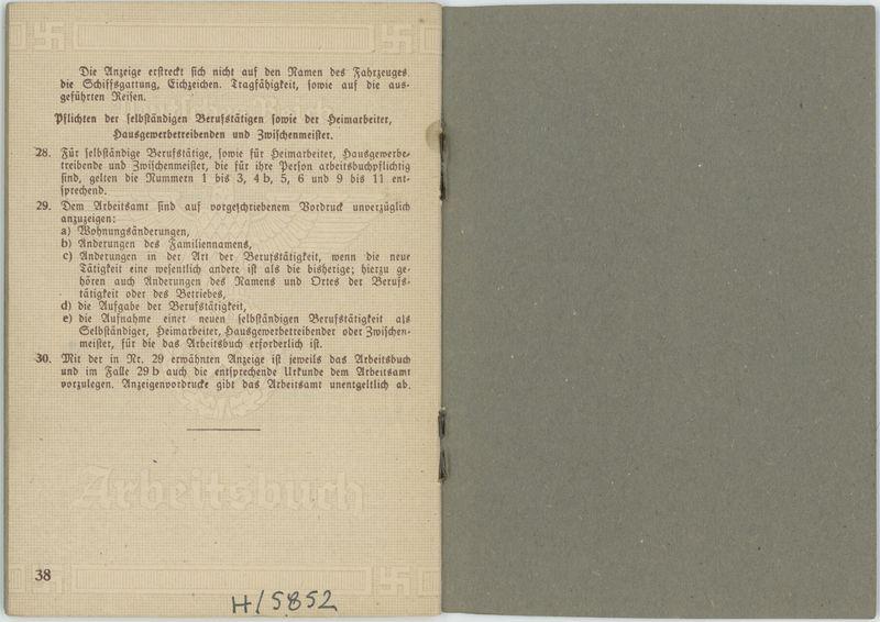 Arbeitsbuch na nazwisko Dietrich Wenner 