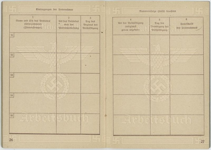 Arbeitsbuch na nazwisko Dietrich Wenner 