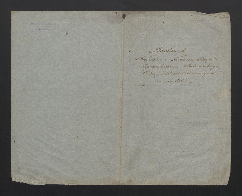Wykaz Rezultatu Rachunku Skrzynki Rzemieślniczej Zgromadzenia Bednarskiego Okręgu i Miasta Stawiszyna za r. 1851