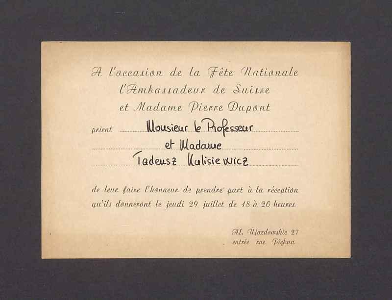 A l'occasion de la Fete Nationale l'Ambassadeur de Suisse et Madame Pierre Dupont