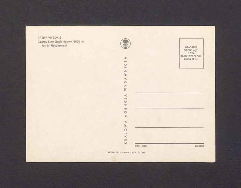 Tatry Wysokie. Czarny Staw Gąsienicowy