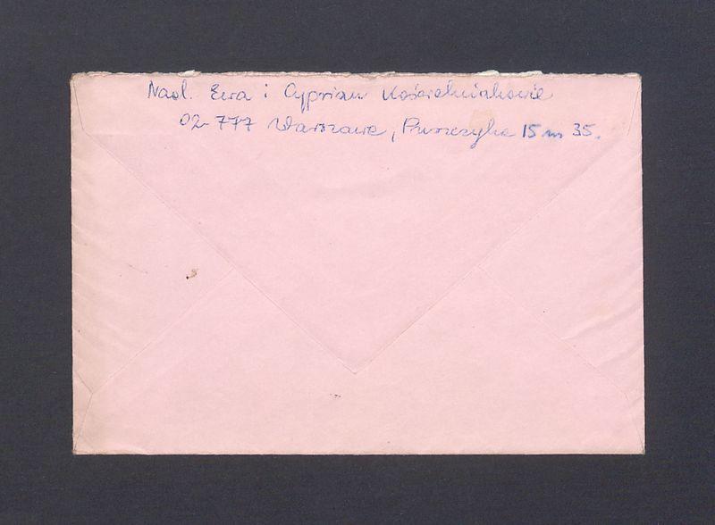 Koperta, adr. W Państwo Barbara i Tadeusz Kulisiewiczowie