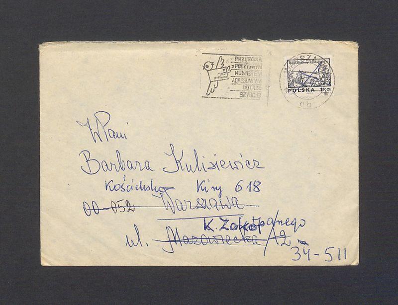Koperta, adr. W. Pani Barbara Kulisiewicz
