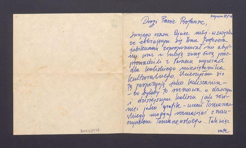 Drogi Panie Profesorze, swojego czasu ojciec mój [...]