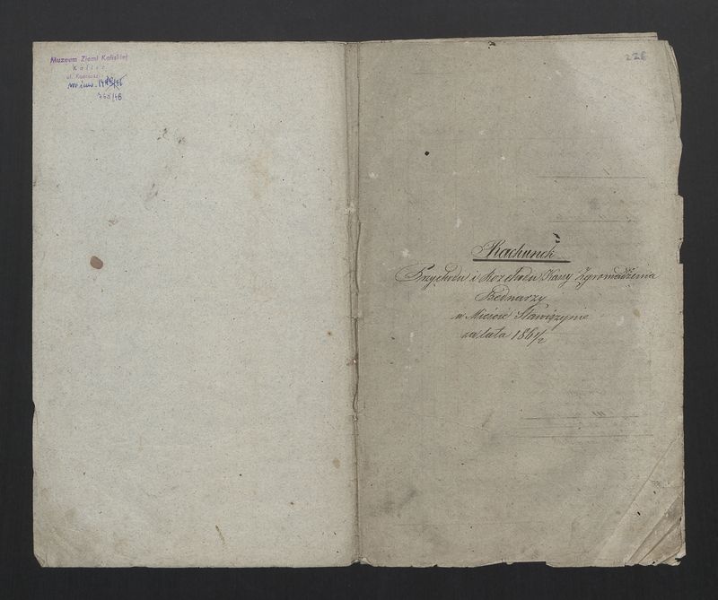 Rachunek Przychodu i Rozchodu Kasy Zgromadzenia Bednarzy w Mieście Stawiszynie za lata 1861/1862