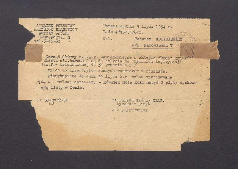 Związek Polskich Artystów Plastyków: zawiadomienie o możliwości zakupu rylców do drzeworytów