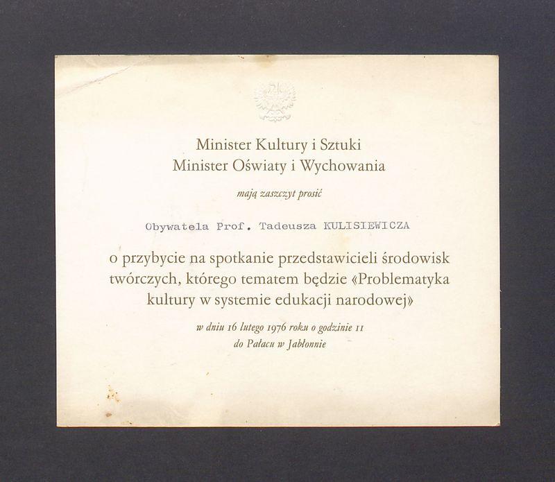 Zaproszenie na spotkanie przedstawicieli środowisk twórczych