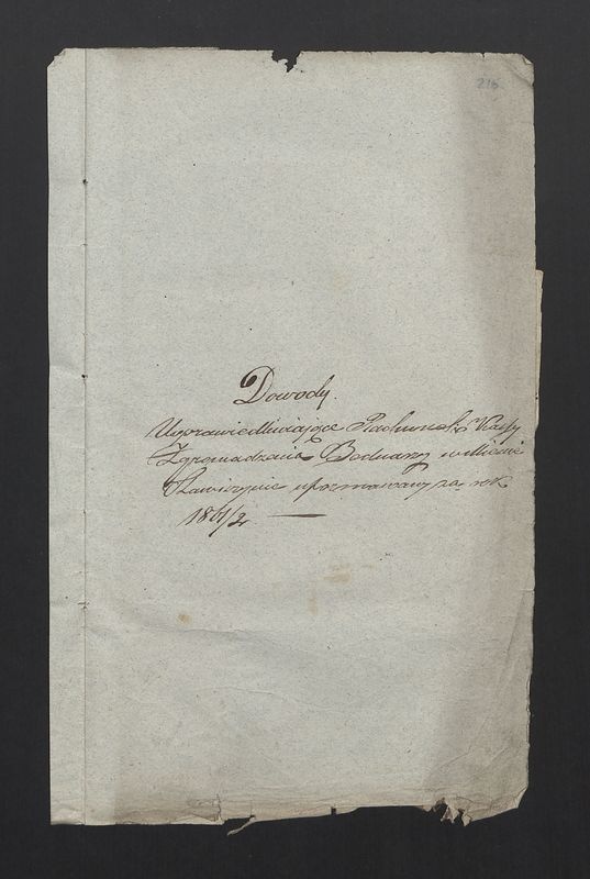 Dowody Usprawiedliwiające Rachunki Kasy Zgromadzenia Bednarzy w Mieście Stawiszynie uformowane z rok 1861/1862