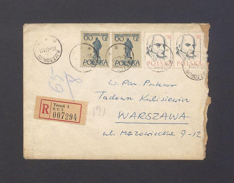 Koperta, adr. W. Pan Profesor Tadeusz Kulisiewicz