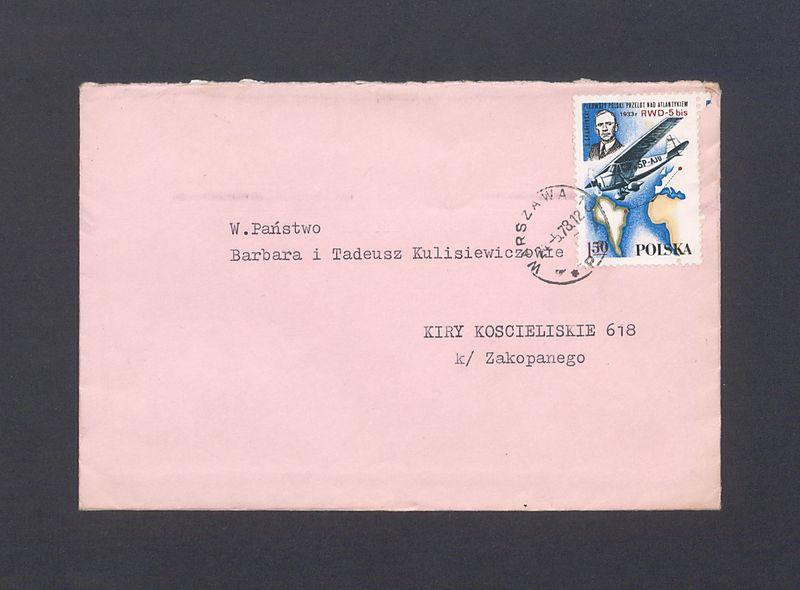 Koperta, adr. W Państwo Barbara i Tadeusz Kulisiewiczowie