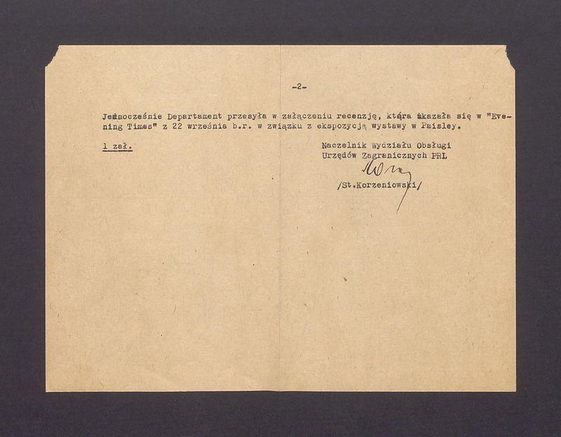 Informacje o ekspozycji wystawy prac T. Kulisiewicza w Anglii