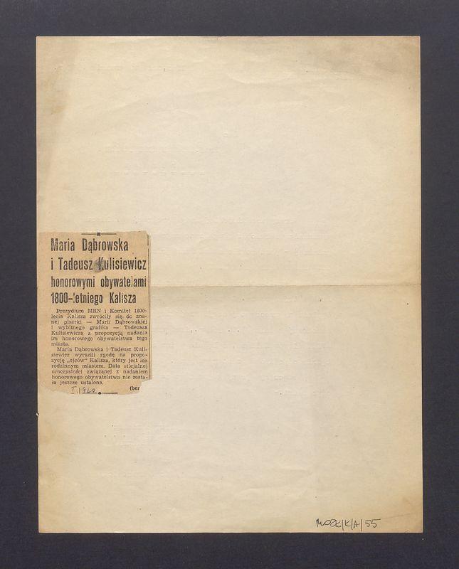 Prezydium Miejskiej Rady Narodowej w Kaliszu w uznaniu wielkich zasług [...]