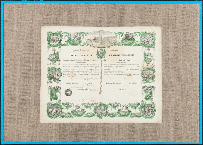 Dyplom czeladniczy Zgromadzenia Stolarskiego 