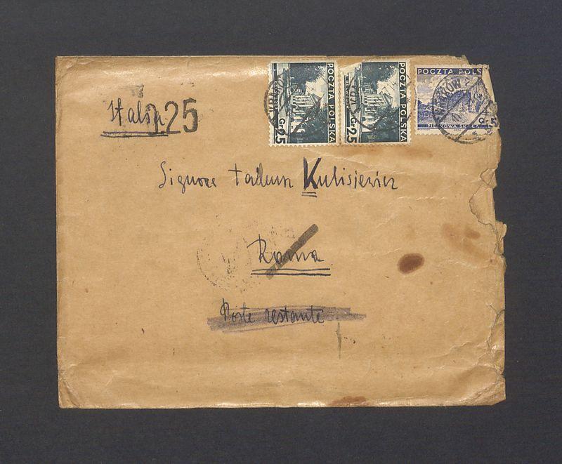 Koperta, adr. Signore Tadeusz Kulisiewicz