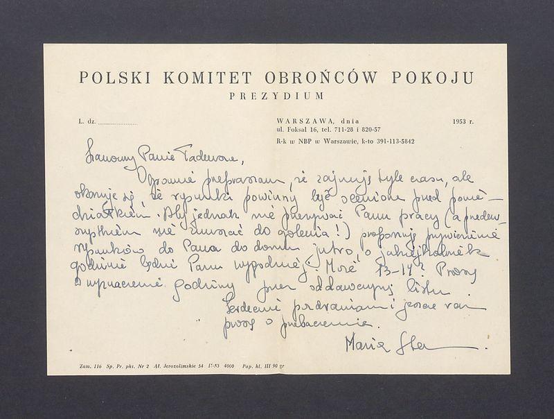 Szanowny Panie Tadeuszu [...]