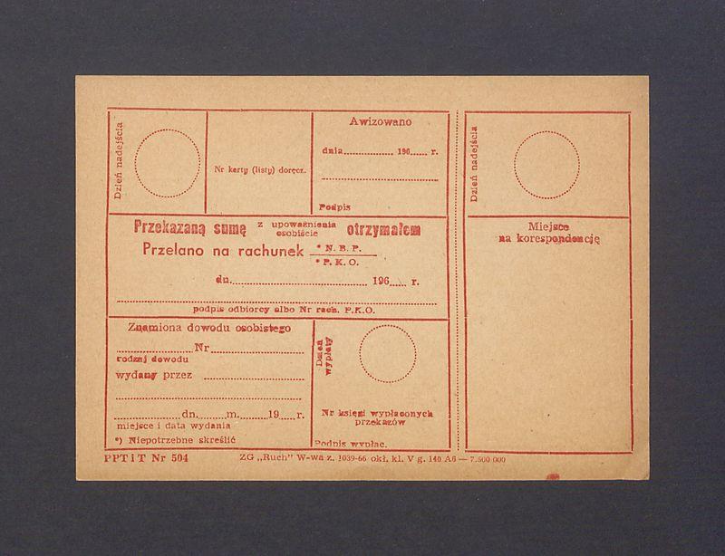 Przekaz pocztowy, Maria Suder