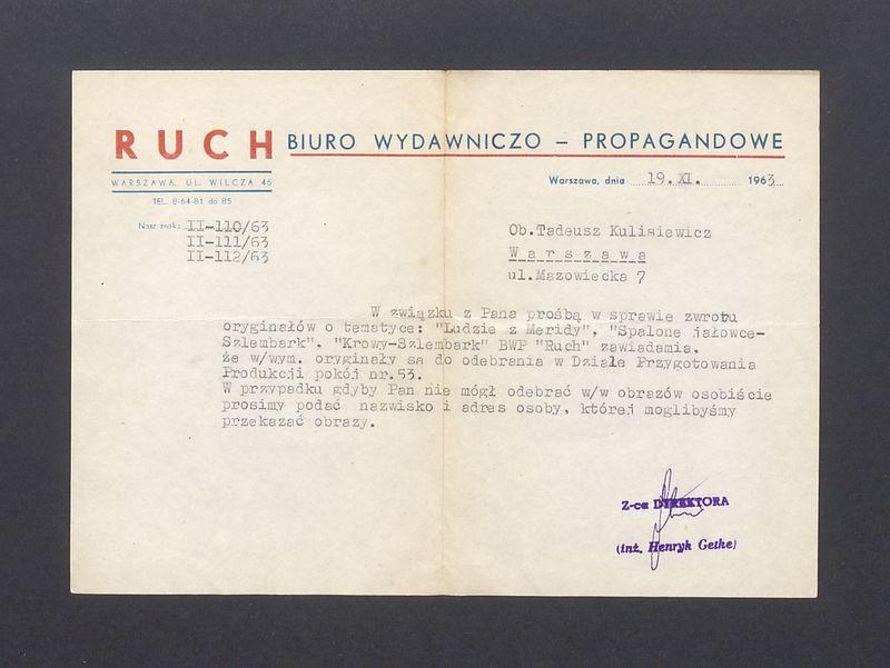 W związku z Pana prośbą w sprawie zwrotu oryginałów [...]