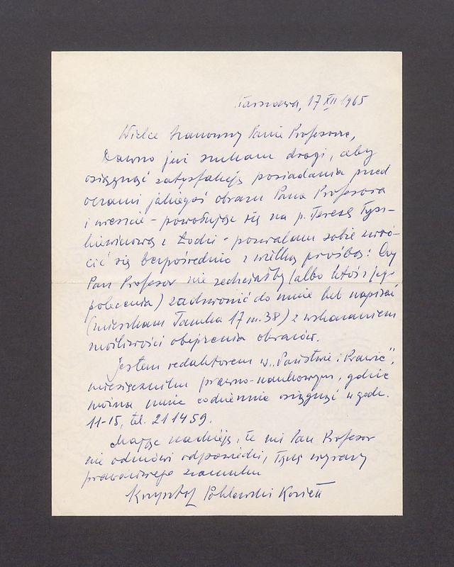 Wielce Kochany Panie Profesorze, dawno już szukam drogi [...]