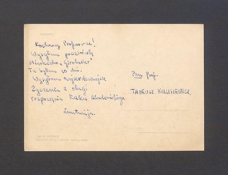 Kochany Profesorze! Wysyłam pocztówkę [...]