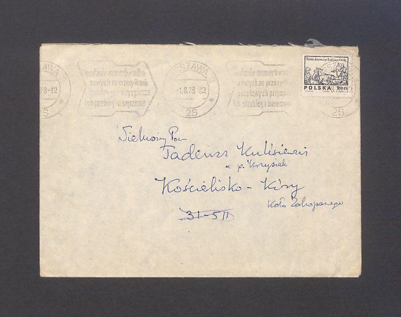 Koperta, adr. Szanowny Pan Tadeusz Kulisiewicz