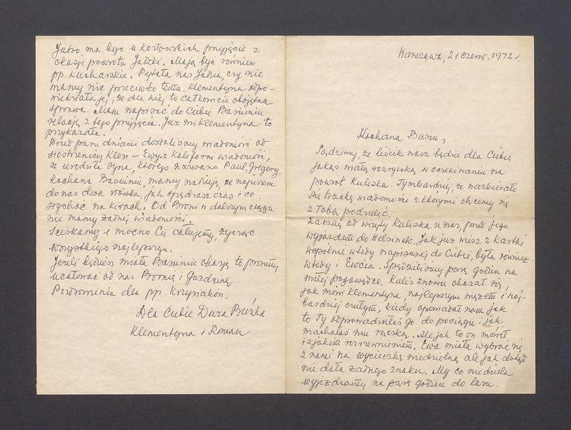 Kochana Basiu, Sądzimy, że liścik nasz będzie [...]