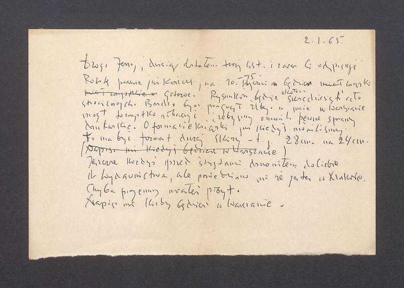 Drogi Jerzy, dzisiaj dostałem Twój list [...]