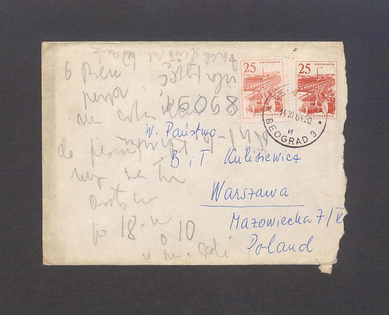 Koperta, adr. W. Państwo B. i T. Kulisiewicz