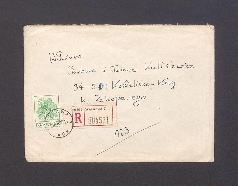 Koperta, nad. A. J. Prystrom