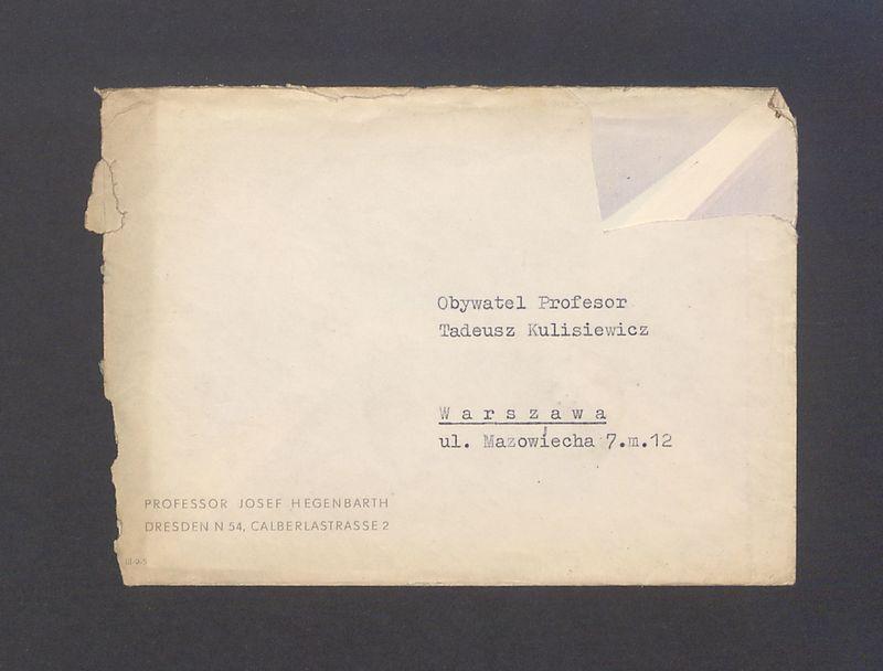 Koperta, adr. Obywatel Profesor Tadeusz Kulisiewicz