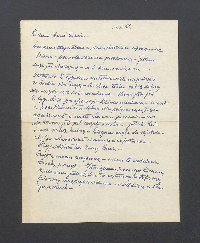 Kochani Basiu Tadeczku - Dziś rano otrzymałam [...]